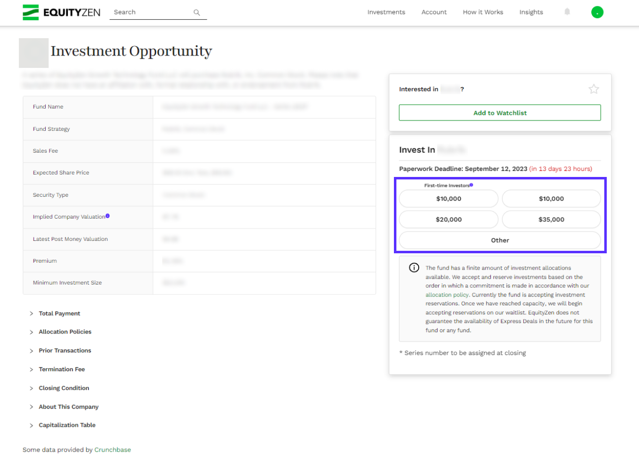 Sample EquityZen Offering Document