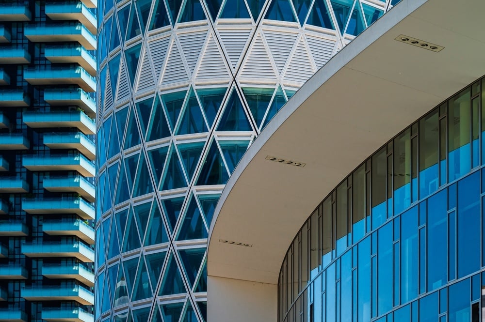 building close views in Gae Aulenti district, Milano