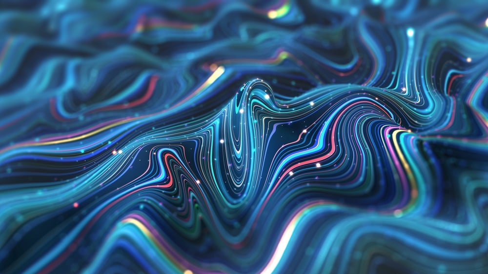 Blue and purple waves showing data transfer